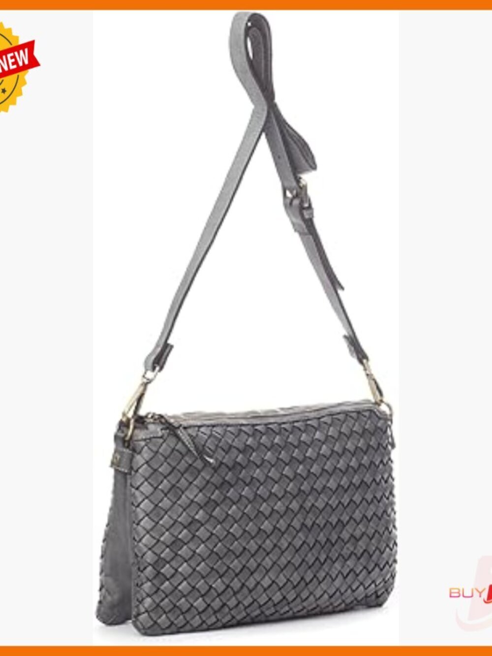 Genuine Italian Leather Crossbody Bag with Adjustable Strap, 3 Zip Pockets